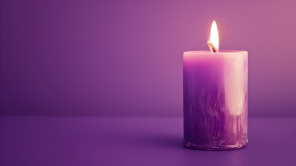 Obraz na płótnie Canvas Purple candle on purple background