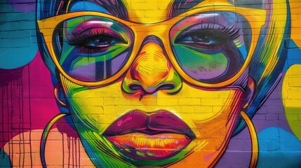 Beautiful street art graffiti. Abstract creative drawing fashion colors on the walls of the city....