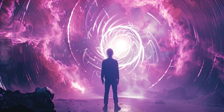 Electromagnetic pulse and gamma rays concept with colorful electricity