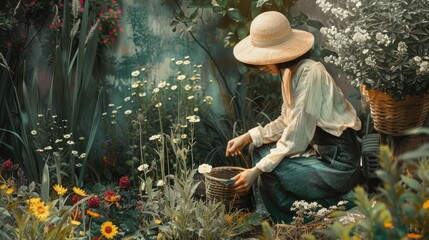 cropped image of woman gardening - obrazy, fototapety, plakaty