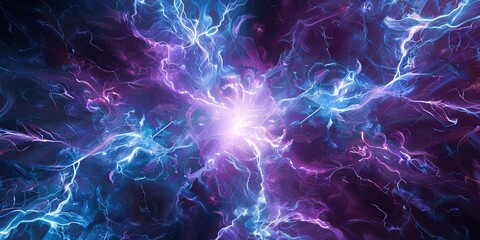 Fototapeta premium Electromagnetic pulse and gamma rays concept with colorful electricity