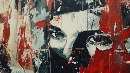 Grunge Wide Background with Old Torn Posters. Urban Graffiti Wall Texture. Grungy Ripped Wall with Torn Posters and Ads Background. Panoramic Urban Wallpaper. Graffiti Wall Texture.