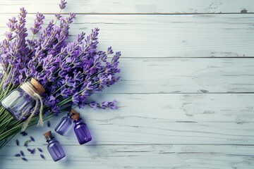 Lavender Bliss: Panoramic Banner with Flowers and Oils

