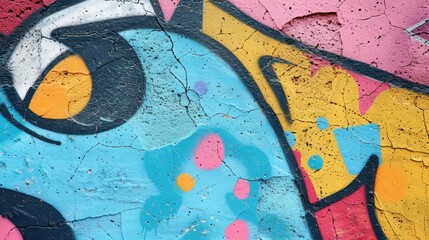 Street art. Colorful graffiti on the wall. Fragment for background. Detail of a graffiti