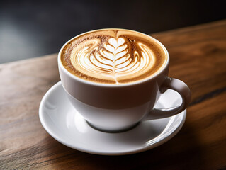 A beautifully crafted latte art design on top of a frothy cappuccino in a ceramic cup.