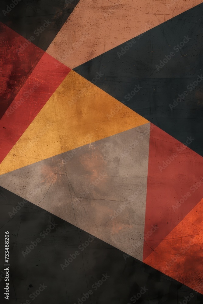 Poster A mesmerizing array of earthy tones and geometric shapes come together in a captivating abstract design adorning the wall, evoking a sense of depth and complexity
