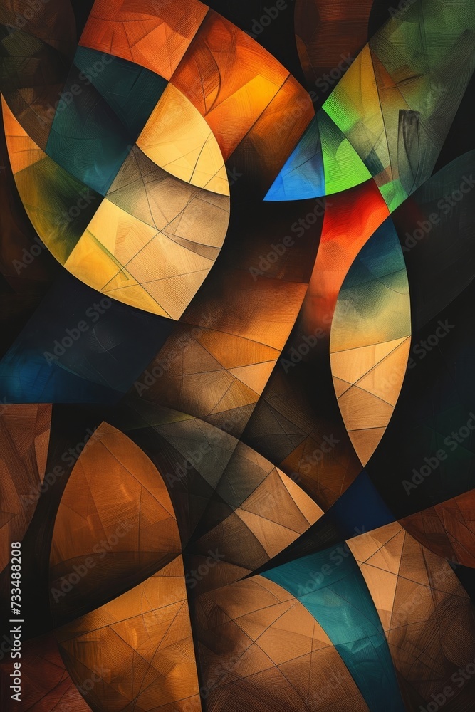 Poster an abstract masterpiece of vibrant circles and lines, radiating warmth and balance in a mesmerizing 