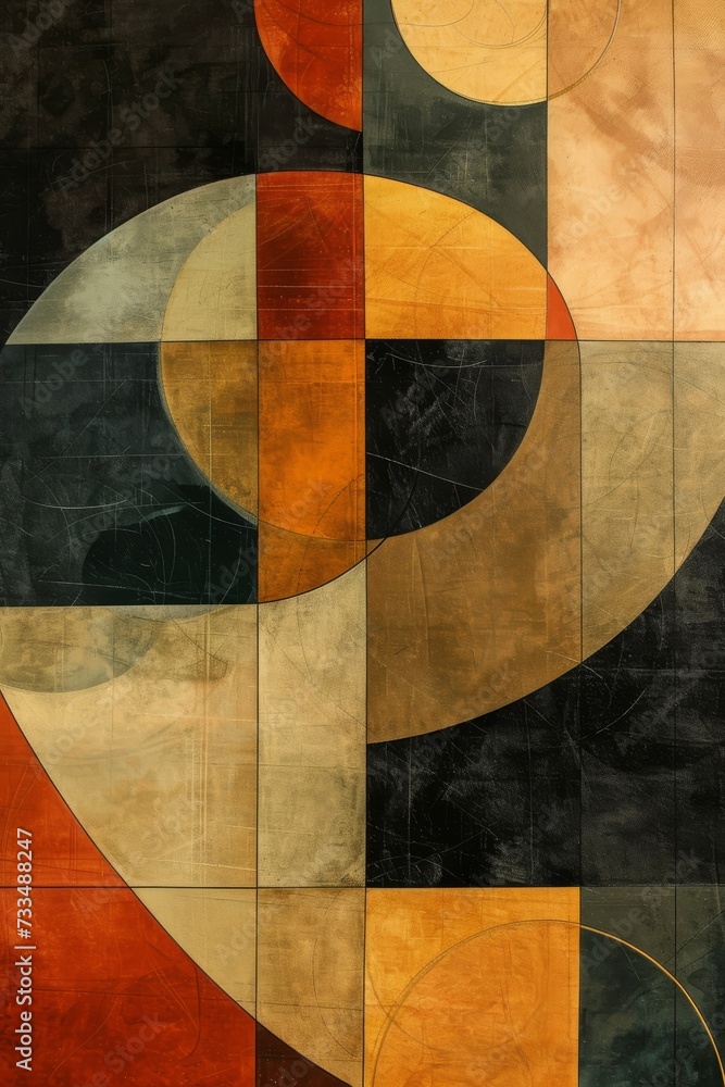 Poster an abstract masterpiece bursting with vibrant hues and precise geometry, inviting the viewer to get 