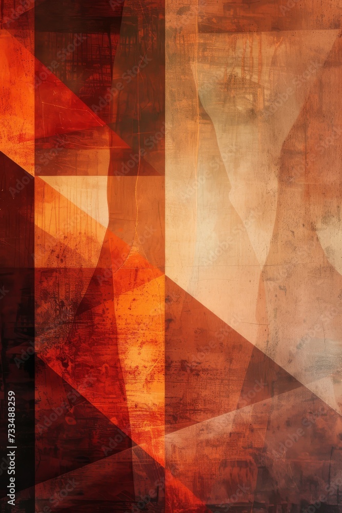 Poster an intense and vibrant painting showcasing a mesmerizing blend of amber, maroon, and orange hues, wi
