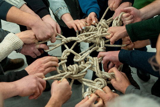 Teamwork, tor view, unity concept, team spirit