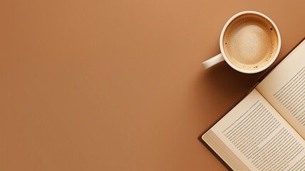 Coffee cup on open book