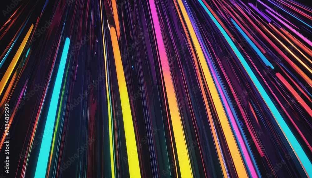 Poster 3d render, abstract background with colorful spectrum. modern wallpaper with bright neon rays and gl