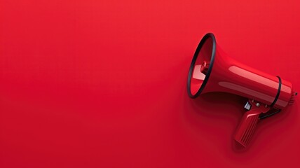 Red megaphone on a red background
