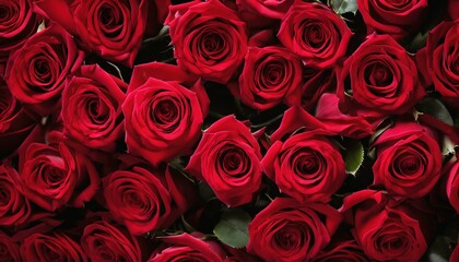 Elegant floral decor: Red roses arranged as a pattern wallpaper, perfect for a romantic atmosphere