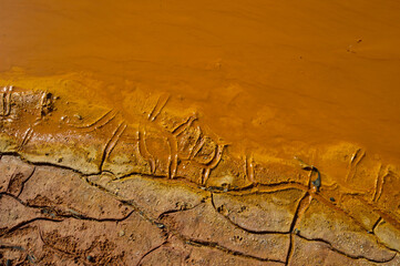 Polluted watercourse in Piscinas, Ingurtosu. CI, Arbus, Sardinia, Italy