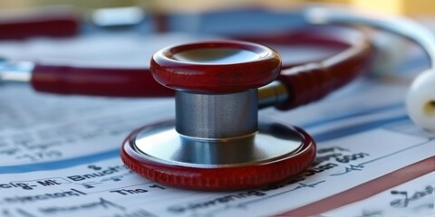 A Stethoscope Rests on Colorful Medical Charts Highlighting the Importance of Data in Healthcare Diagnosis, Generative AI