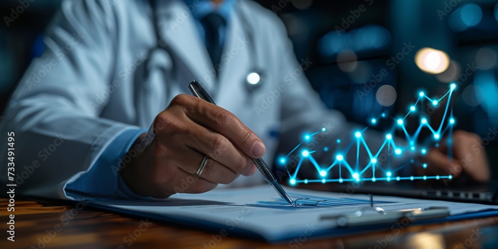 Poster A Business Professional Analyzing Growth Data and Financial Charts for Informed Decision-Making, Generative AI