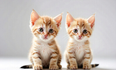 Two cute kittens on white background