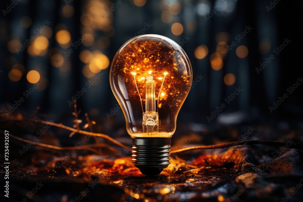 Aufkleber glowing light bulb symbolizing colorful spark of a brilliant idea