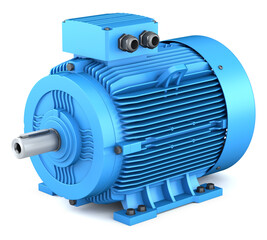 Industrial three phase induction electric motor on white background. 3d illustration