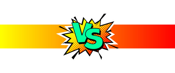 Cartoon comic background. Vs, fight versus. Comics book colorful competition poster with halftone elements. Retro Pop Art style. Vector illustration