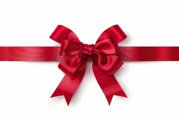 festive gift bow with red ribbon on white background, Generative AI