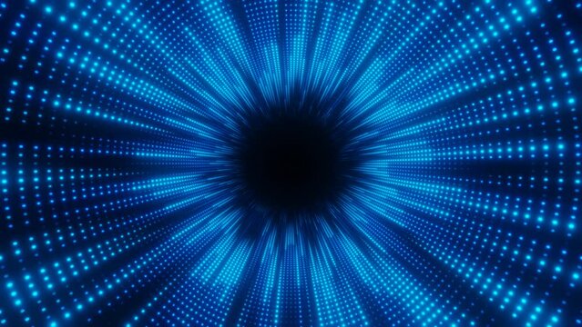 Abstract blue neon digital lines tunnel loop animation