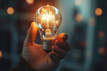 Businessman with light bulb  new ideas, innovation, creativity.