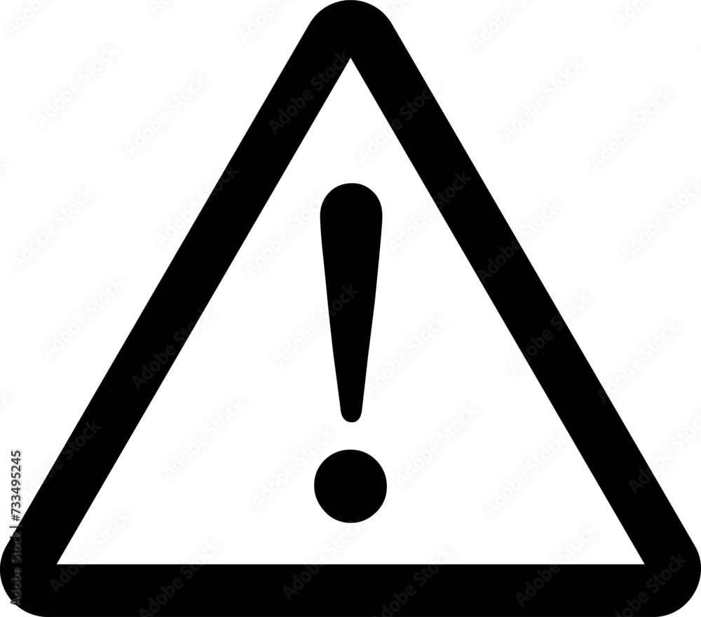Poster black triangular warning or attention sign with exclamation mark icon. vector image.
