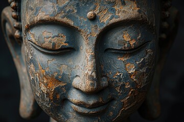 Fototapeta na wymiar Buddhas serene face symbolizes spiritual enlightenment, peace, and Zen.