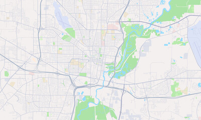 Fototapeta na wymiar Jackson Mississippi Map, Detailed Map of Jackson Mississippi