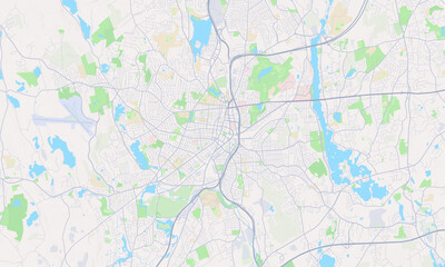 Fototapeta na wymiar Worcester Massachusetts Map, Detailed Map of Worcester Massachusetts