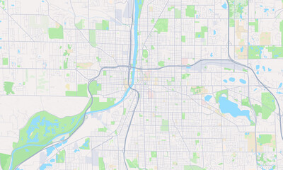 Grand Rapids Michigan Map, Detailed Map of Grand Rapids Michigan - obrazy, fototapety, plakaty