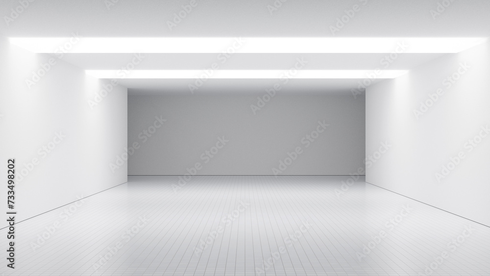 Poster blank empty corridor - white background empty room illuminated, large white room background and whit