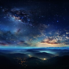 Naklejka premium Panorama view universe space shot of milky way galaxy with stars on a night sky background.The Milky Way is the galaxy that contains our Solar System.