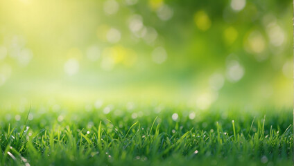 Fototapeta na wymiar Nature green grass with bokeh background