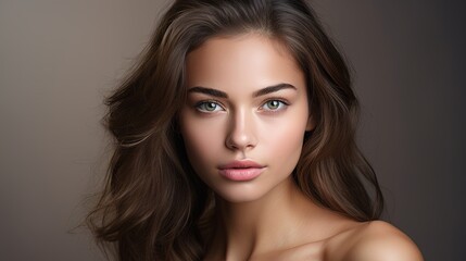 Fototapeta premium Woman beautiful face healthy skin care natural beauty young model