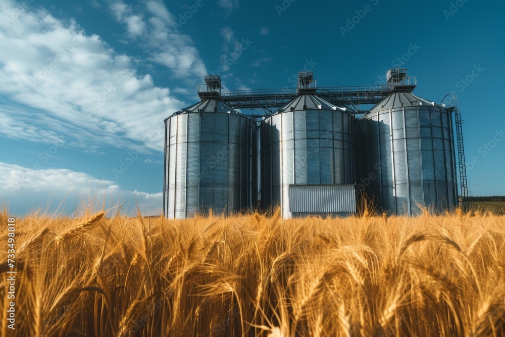Poster elevator on a farm. background with selective focus and copy space