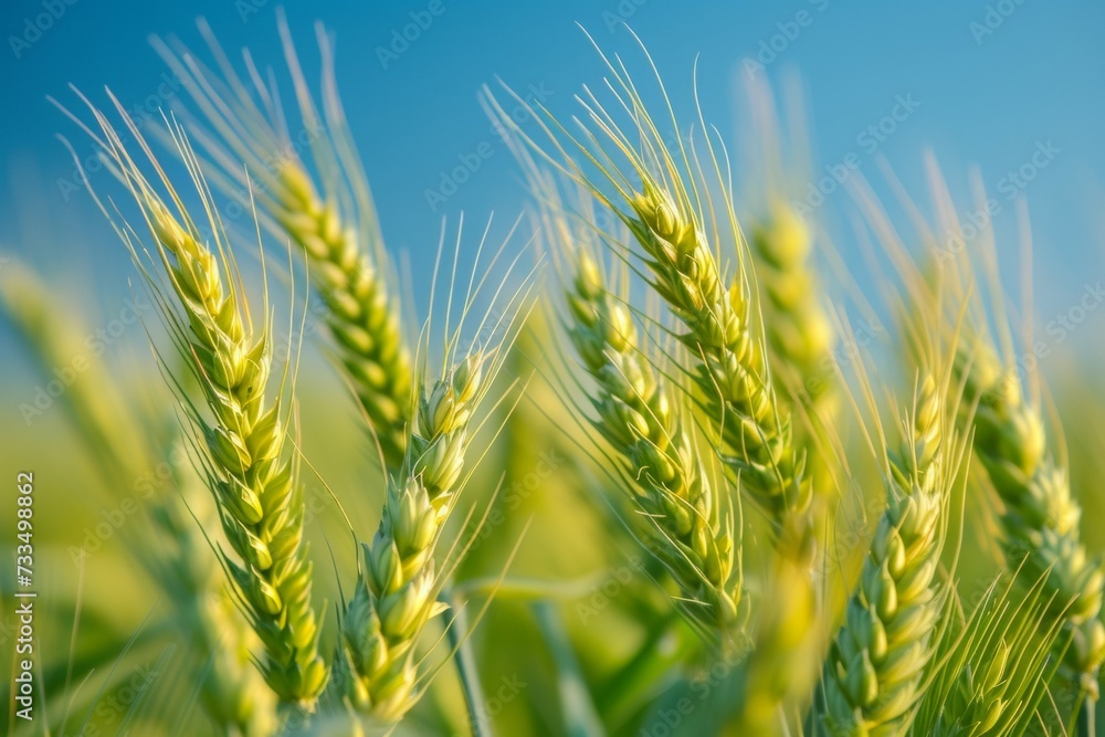 Poster spikelets of the harvest. background with selective focus and copy space