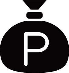 袋に入っているポイントの黒のシルエットアイコン