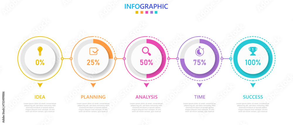 Poster infographic template for business. modern timeline infograph with 5 steps.