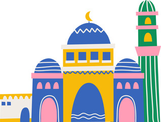 Islamic mosque building with cute decoration