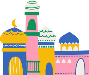 Islamic mosque building with cute decoration