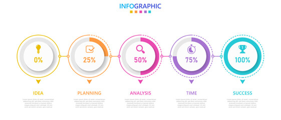 Infographic template for business. Modern Timeline infograph with 5 steps. - obrazy, fototapety, plakaty