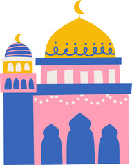 Islamic mosque building with cute decoration