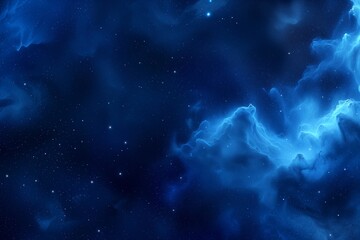 Fototapeta na wymiar Ethereal Blue Nebula Serene Cosmic Clouds Amidst a Starry Sky