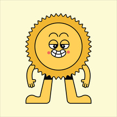 Happy sun mascot character cartoon vector icon illustration