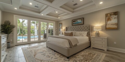 Elegant Bedroom Haven, Chic Décor and Calming Lighting for Rest