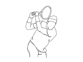 Tennis Player Single Line Drawing Ai, EPS, SVG, PNG, JPG zip file
