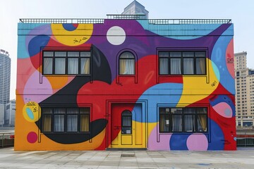 Vibrant Street Art Exploration, Colorful Murals Captured in Urban Environment